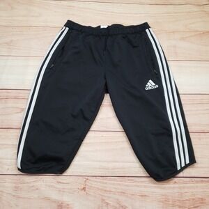 Adidas Climalite Three Stripe Capri Pants Women Large Black White Track Athletic
